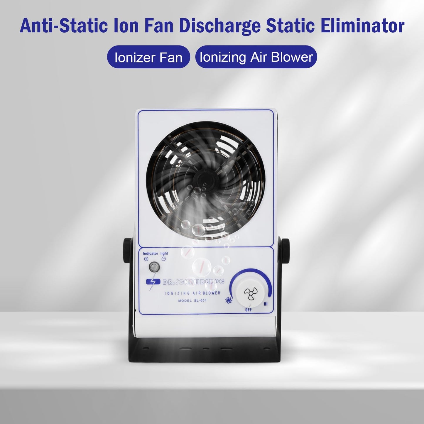 Pxolerig Ionizing Air Blower Fan Ion Anti-Static Elimination Discharge ESD Blower Fan 110V Ionizer Desktop Eliminator