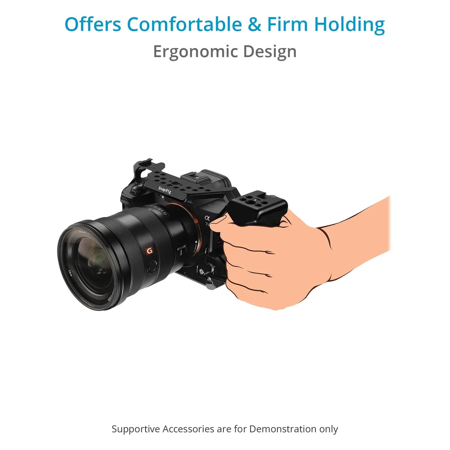 PROAIM SnapRig Side Handle for Camera Cage/Rigs. Ergonomic Design with Standard Rail Mounting for Right/Left Hand Use. Multiple Mounting Threads.