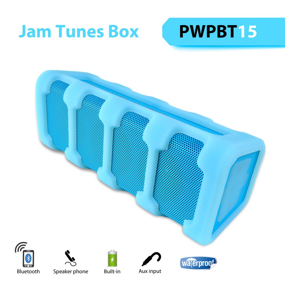 PYLE PWPBT15OR Jam Tunes Box Rugged & Splash-Proof Bluetooth Speaker & Hands Free Speaker-Phone with Aux in (Orange)
