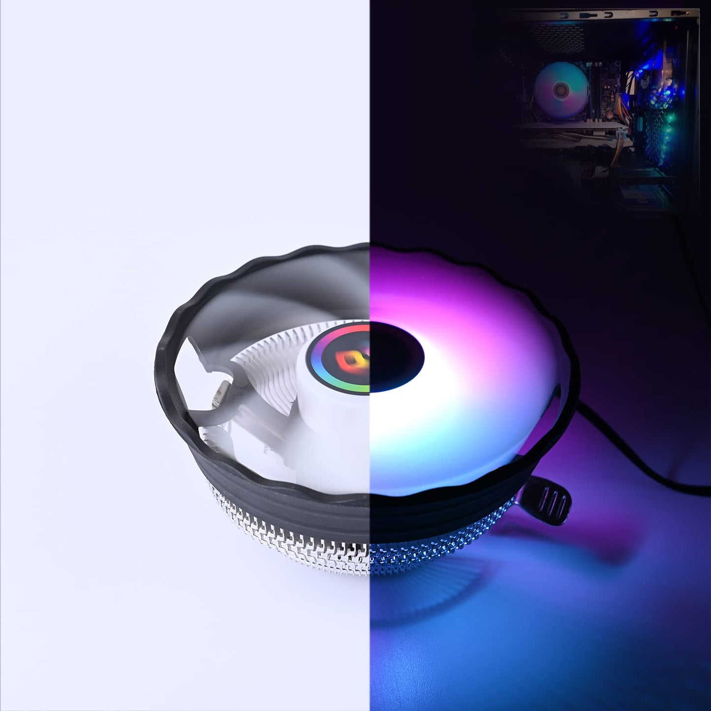 DS leddess 120MM CPU Fan- 1500RPM Aluminum Extruded Cooling Fan with Fixed RGB, Compatible with Intel LGA 1155/1151/775/1366 (2ND C Series)