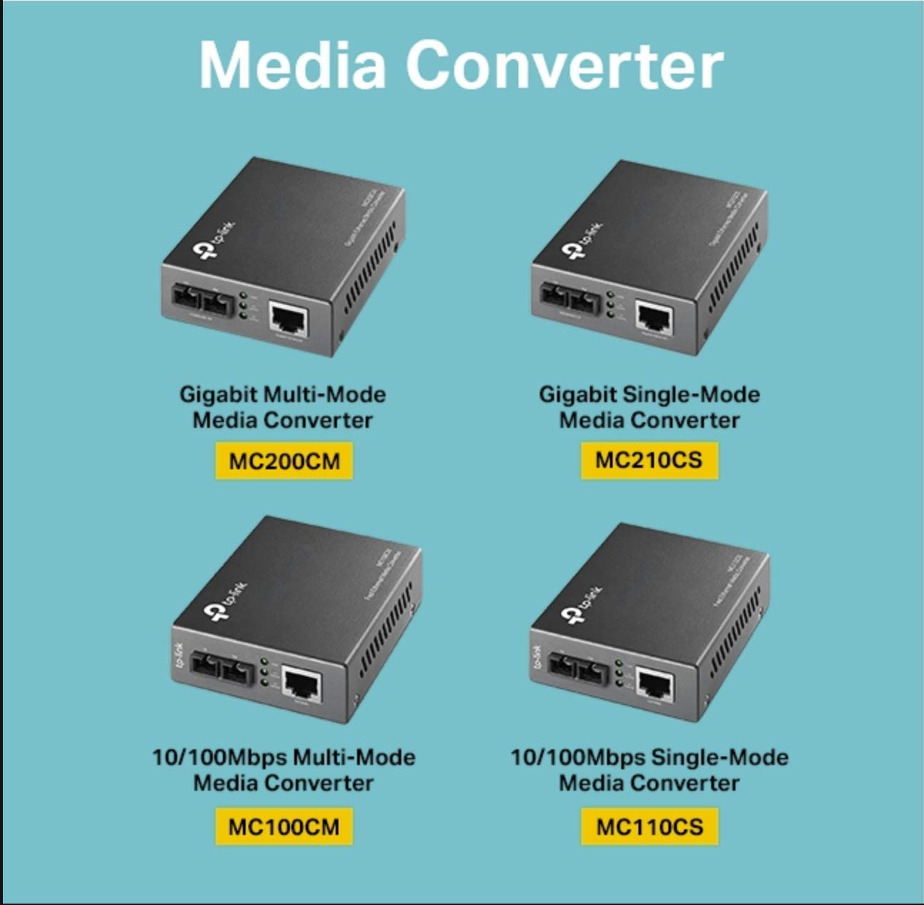 TP-Link Fast Ethernet Media Converter, Up to 100Mbps RJ45 to 100M Multi-Mode SC Fiber (MC100CM) (Renewed)