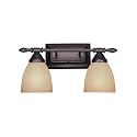 Designers Fountain 94002-ORB Apollo Collection 2-Light Bath Bar, Oil Rubbed Bronze Finish with Amber Sandstone Glass Shade