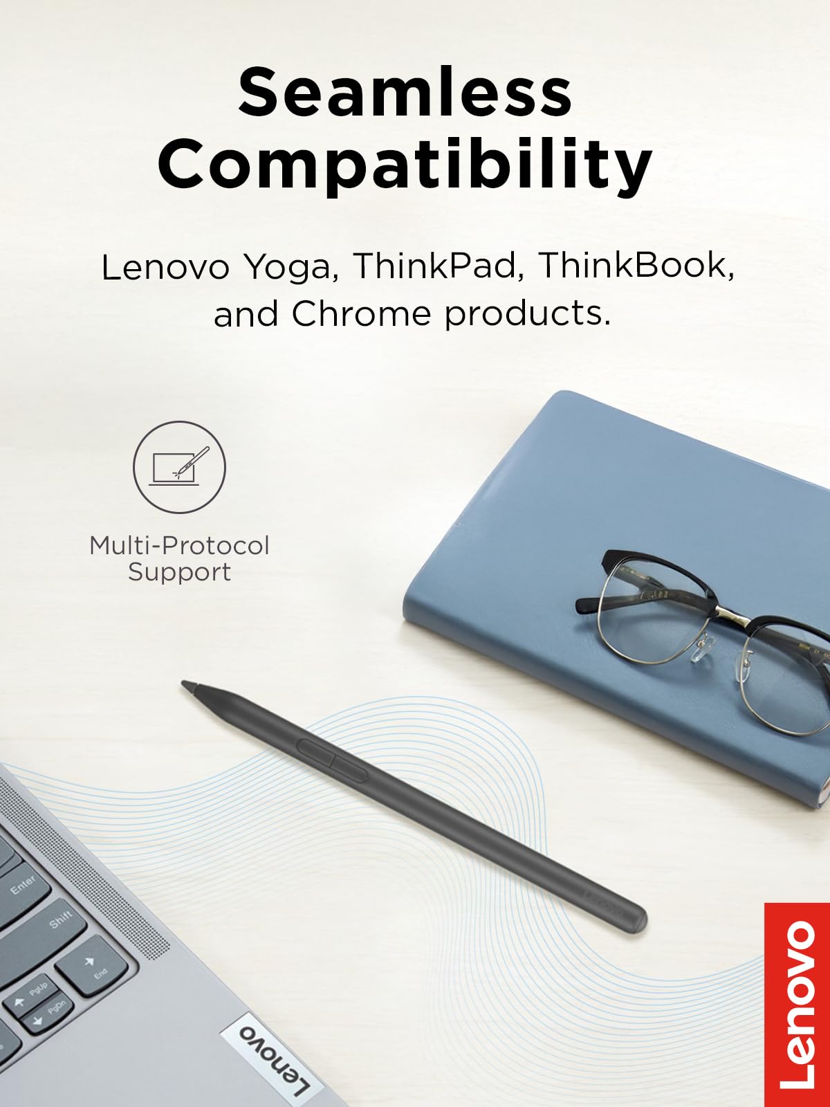 Lenovo Yoga Pen, Rechargeable Stylus for Lenovo Yoga, ThinkPad, ThinkBook, and Chrome, USB-C Charging, Magnetic Attachment, Replaceable Nib