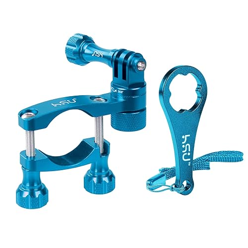 HSU 0.6-1.3inch All-Aluminum Bike/Motorcycle Handlebars, 360° Rotation Seat Post, Ski Pole Mount Compatible with GoPro Hero 13/12/11/10/9/8/7/6/5, DJI