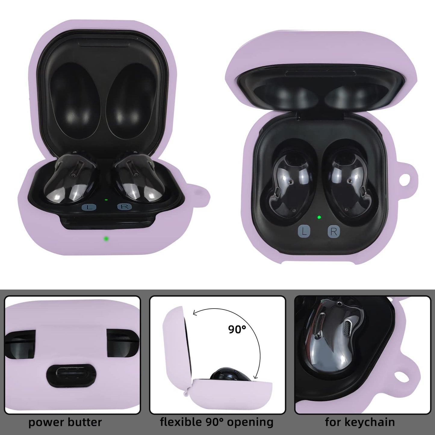 AIIEKZ Compatible with Samsung Galaxy Buds FE/ 2 / Buds Pro/Buds Live/Buds 2 Pro, Soft Silicone Case with Gold Heart Pattern with Cute Butterfly