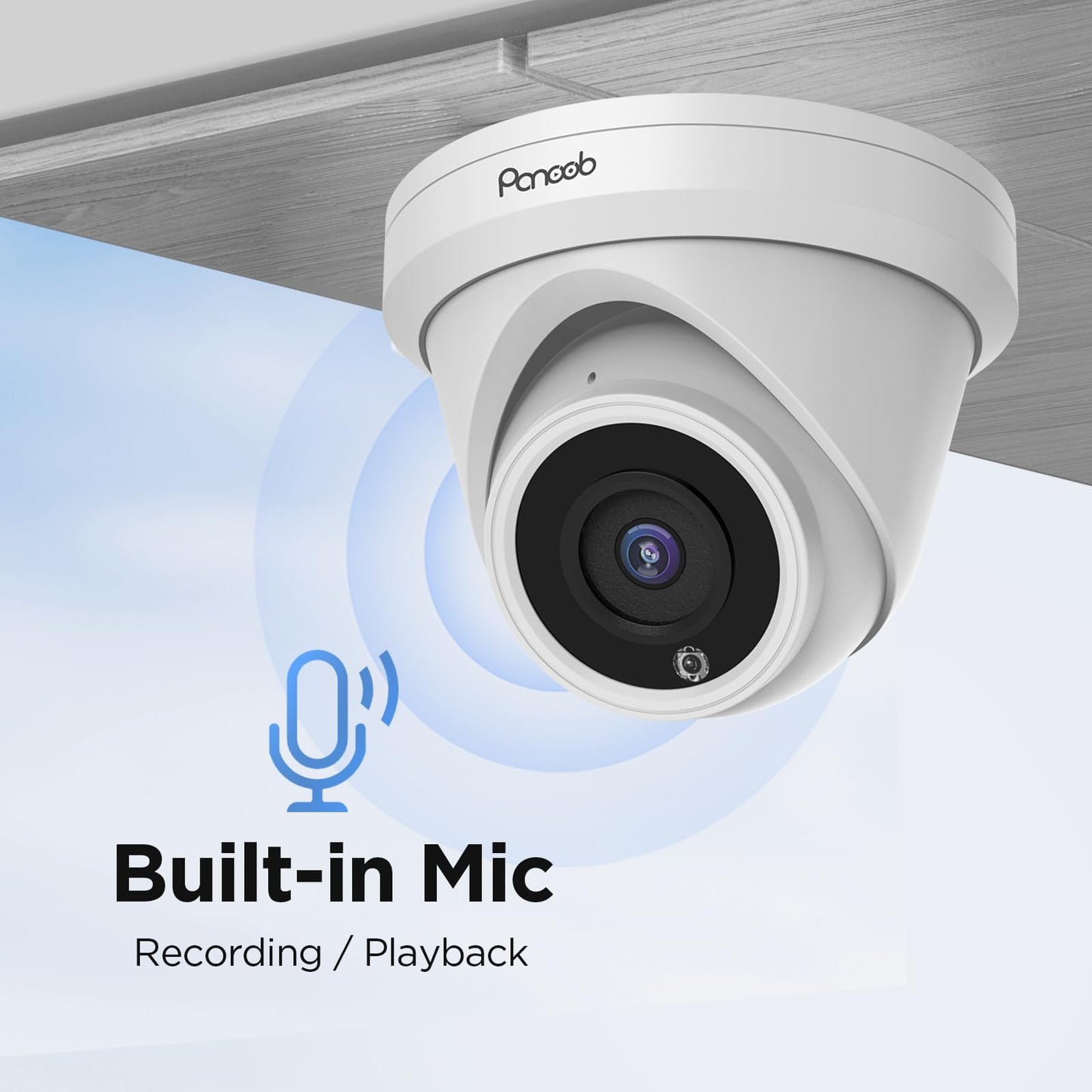 PANOOB POE Outdoor Security Camera 4K 8MP UltraHD Commercial Wired Dome IP Surveillance Camera with Human Vehicle Detection Built-in Microphone IP67