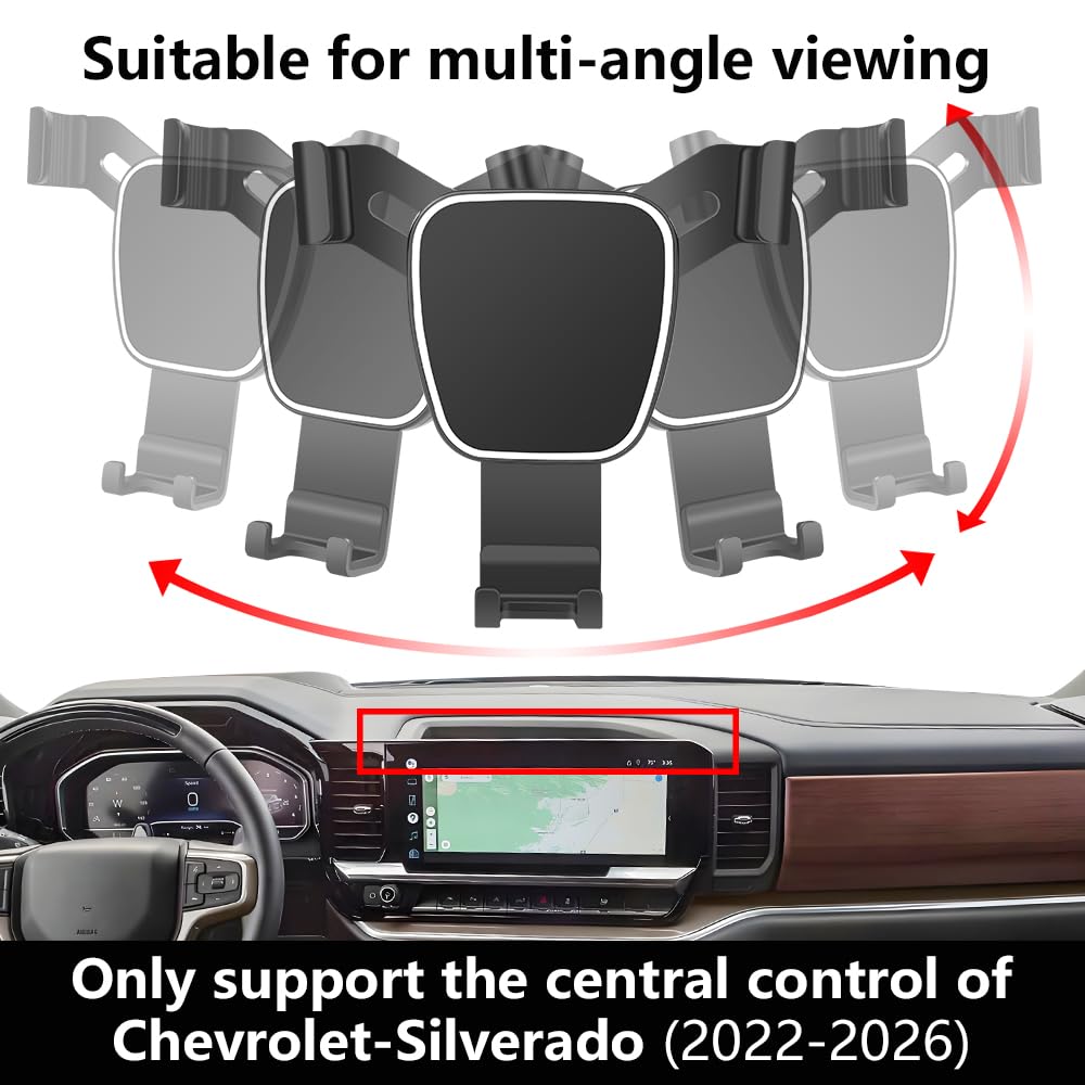 Car Phone Holder Center Console Organizer For Chevrolet Silverado 1500 2022-2026?2500HD 3500HD 2024-2026?GMC Sierra 1500 2022-2026?13.4" Screen?Auto