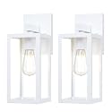 GRUENLICH Waterproof Large Outdoor Wall Lanterns, Modern White Porch Sconces with Clear Glass Shade, E26 Socket Max 60W, IP65 Rated, Metal Frame