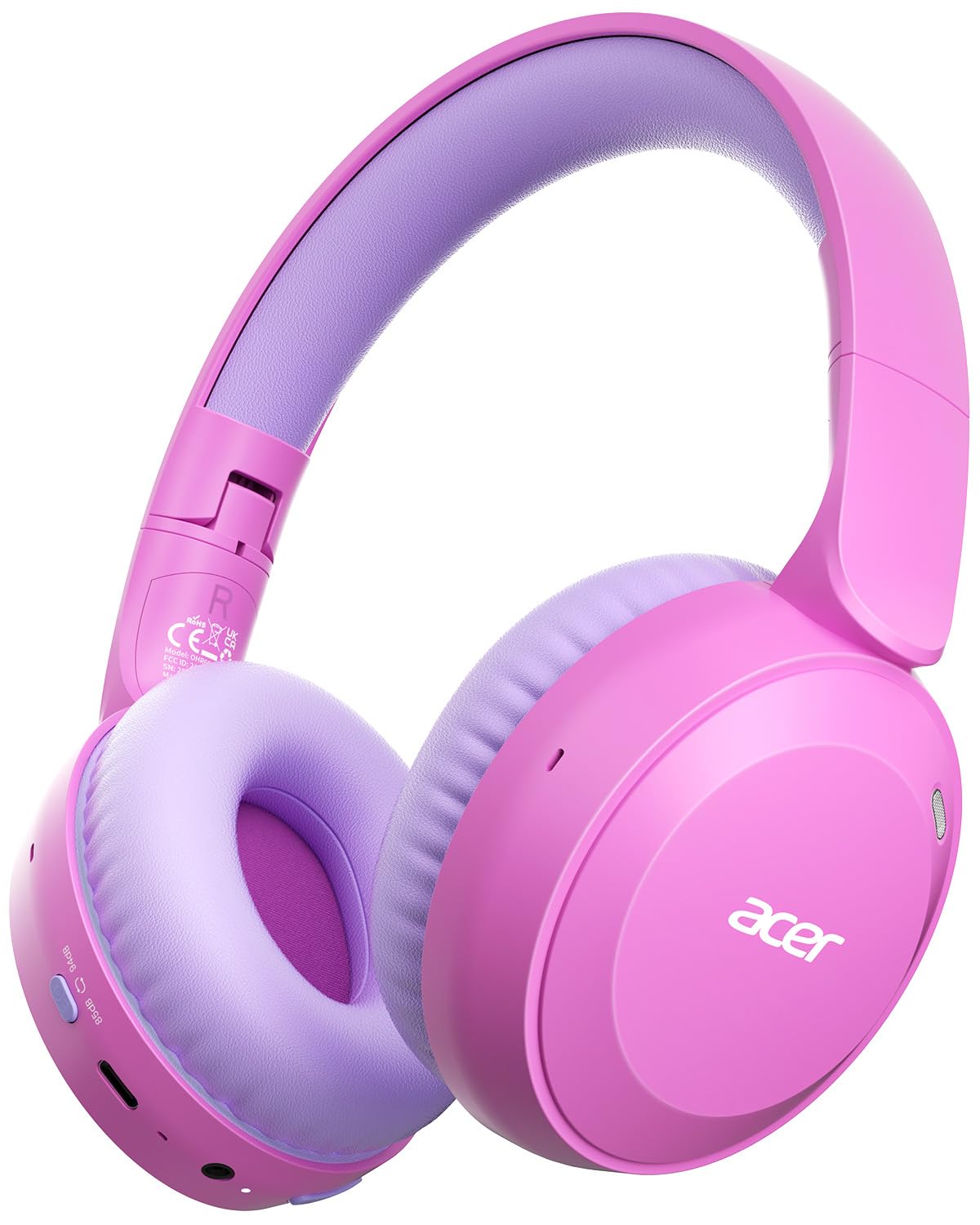 acer Kids Bluetooth Headphones, 85/94dB Volume Limiter, Foldable Wireless Over-Ear Headphones for iPad, Travel, 60H Playtime, Bluetooth 6.0, Built-in…