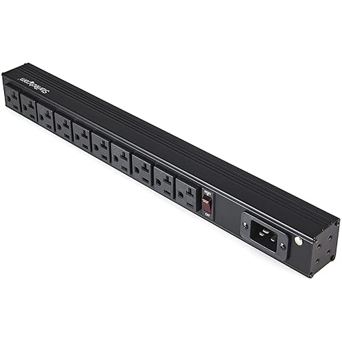 StarTech.com 10 Outlet Rack Mount Power Strip 125V/16 Amp - 1U Horizontal 19" Rackmount PDU - NEMA 5-20P Input - 10x NEMA 5-15/20R Outlets - Rack