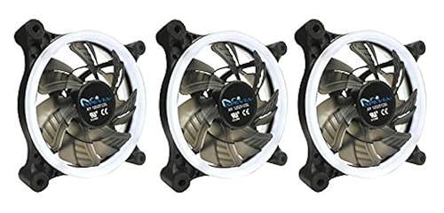 APEVIA 312L-CWH 120mm Silent Dual Rings White LED Fan with 32 x LEDs & 8 x Anti-Vibration Rubber Pads (3 Pk)