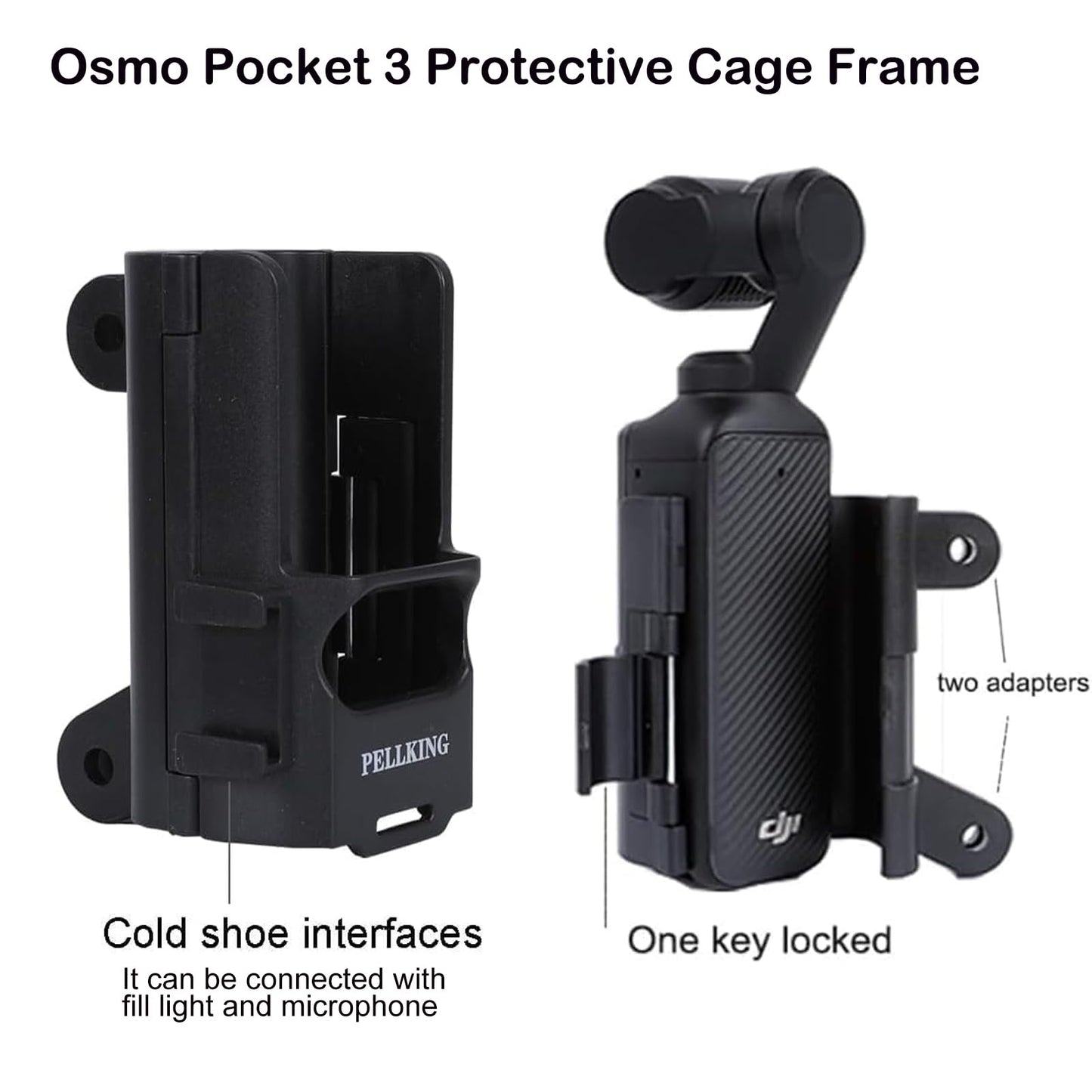 PellKing Osmo Pocket 3 Fence Mount for Live Streaming, Fence Holder for Osmo Pocket 3 Mounting Kit with Protective Cage Frame for Game Changer