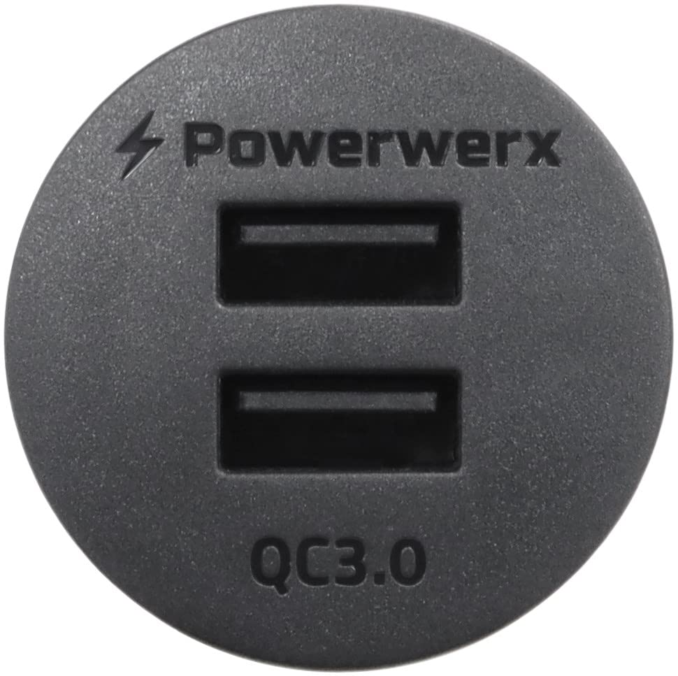 Powerwerx Panel Mount Dual USB QC3.0 Device Charger for 12/24V Systems