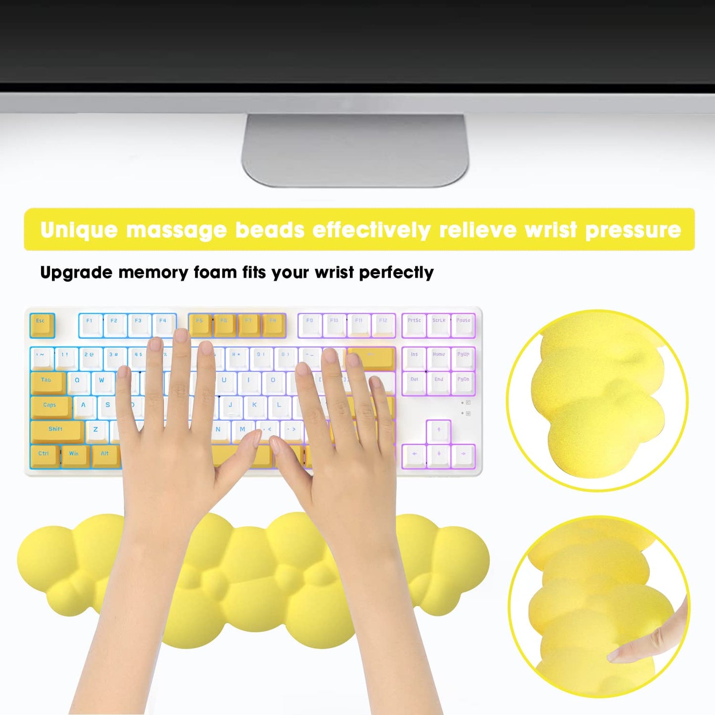 Gaming Keyboard Wrist Rest Pad,Memory Foam Keyboard Palm Rest, Ergonomic Hand Rest,Wrist Rest for Computer Keyboard,Laptop,Mac,Lightweight for Easy