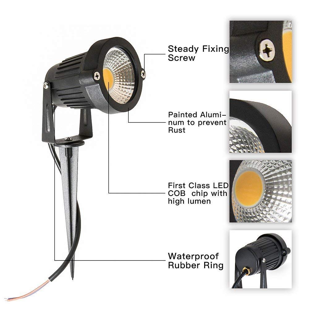 SUNRIVER Low Voltage Landscape Lights Led Landscape Lighting 6W Outdoor Landscape Lights 12V 24V Waterproof Landscape Spotlights for Yard, Lawn