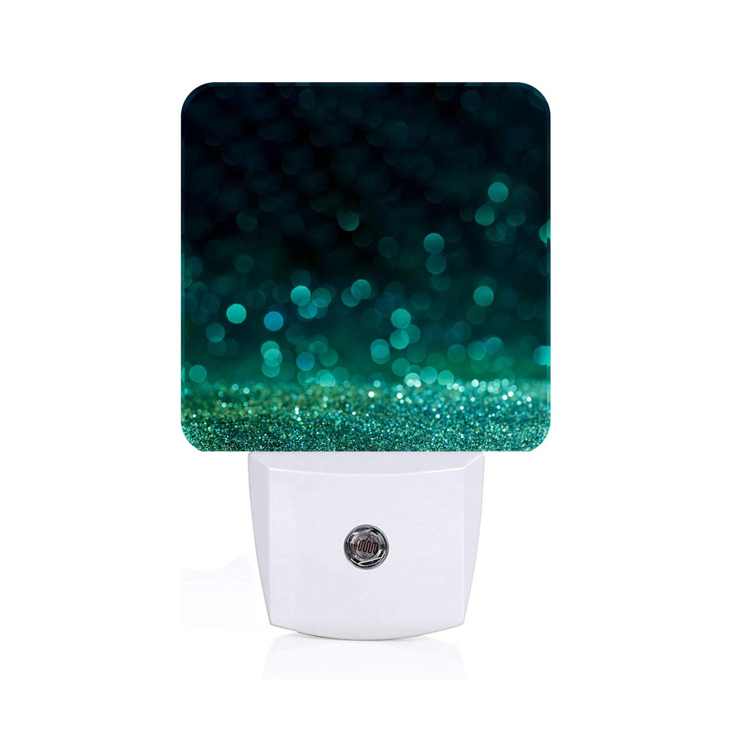 FSHVQKD Green Sparkling Glitter Night Light,Plug Into Wall with Dusk to Dawn Light Sensors, Warm Nightlights for Bedroom, Bathroom, Hallway, Kitchen