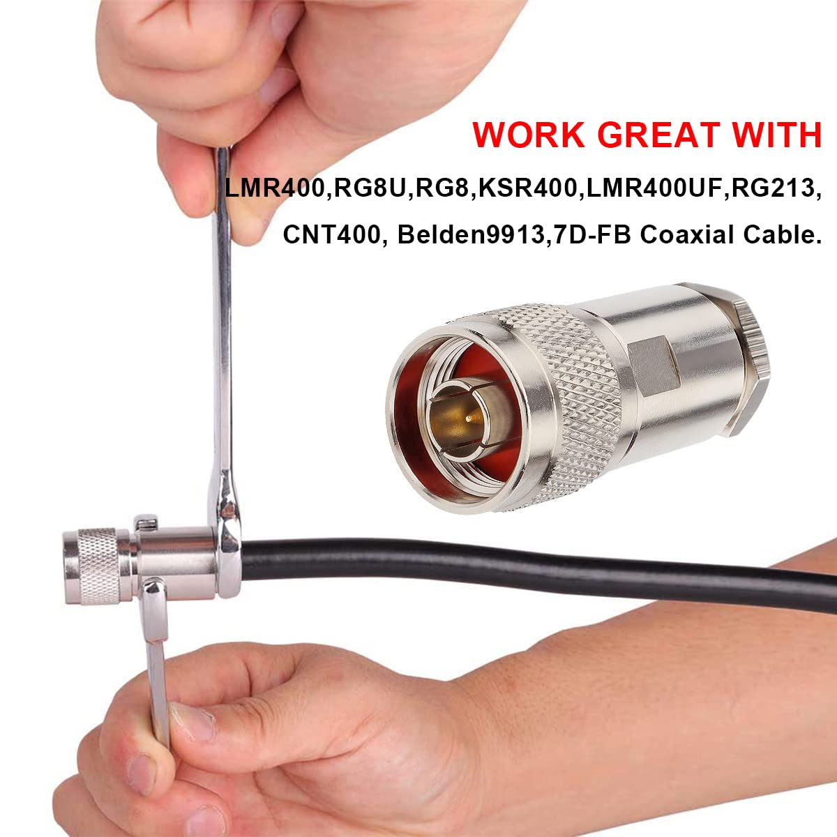 XRDS -RF N Male Connectors Plug Attach Adapter Coax Connector for LMR400/RG8/Belden 9913/KMR400 RF Coaxial Cable 5pack (NOT for TV)
