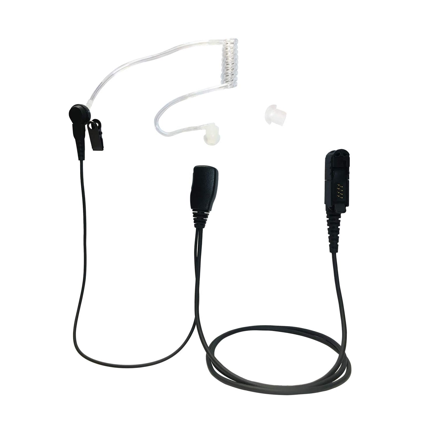 PROMAXPOWER 1.5-Wire Clear Acoustic Tube Earpiece with PTT Button Mic Compatible with Motorola Two-Way Radios XPR3000, XPR3300e, XPR3500, XPR3500e…