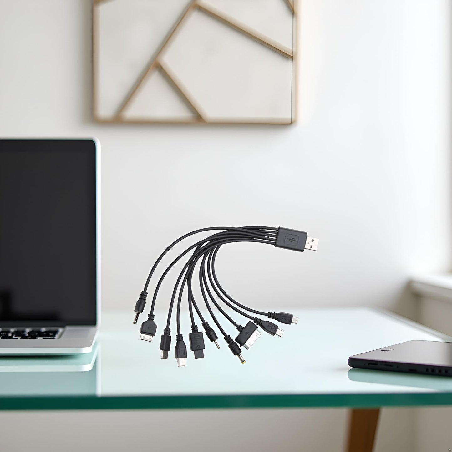 Jizlan 1Pc Black 10 in 1 USB Multi Charger Cables for Mobile Phones USB Charging Cord 20cm/7.87in to Multi Plug Cell Phone Charger Cable 10 in 1 Cable