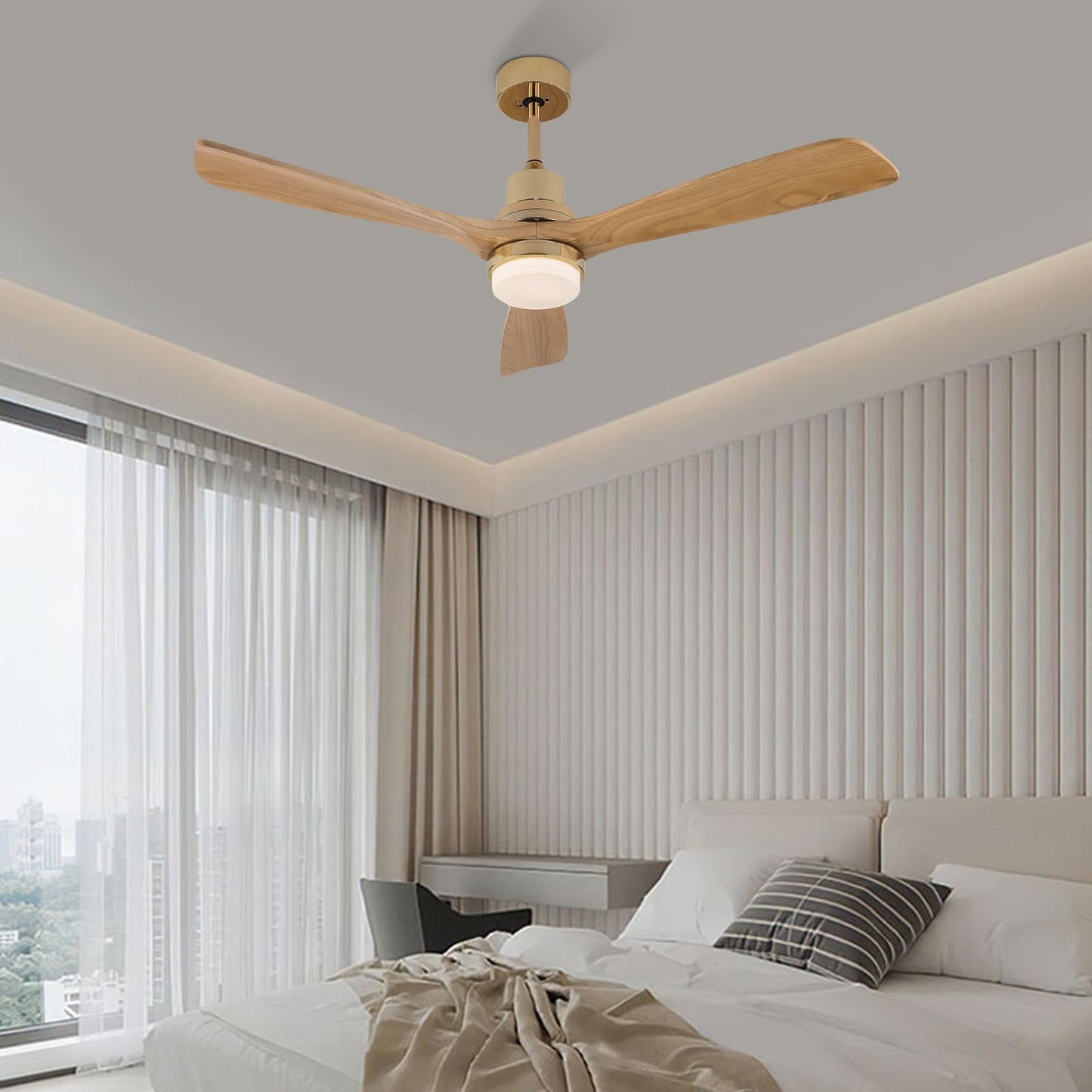 Tiozuiu 48 Inch Smart Ceiling Fan, Indoor/Outdoor Ceiling Fans with LED Lights (Warm, Warm White, White) and Remote, 6-Speed Timing Low Noise, Modern