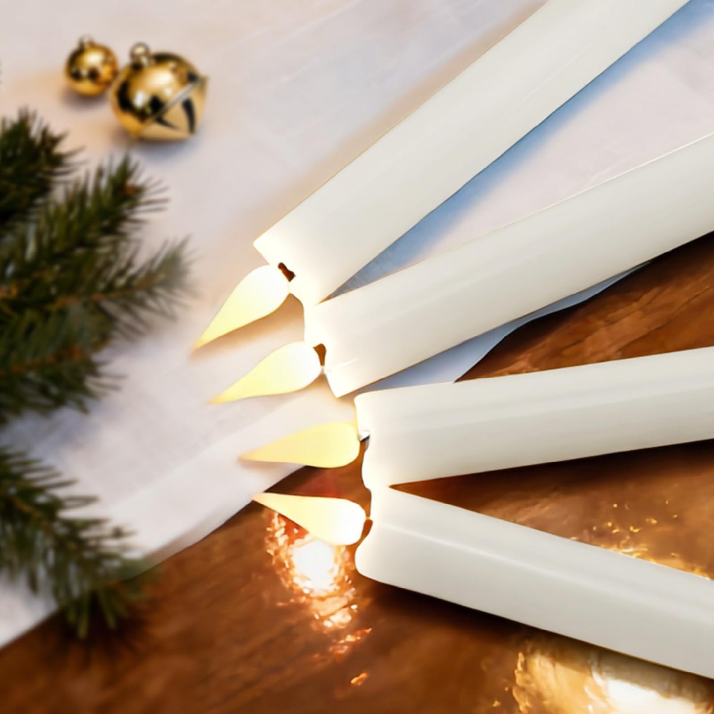 yunsheng 11 Inches Flameless Taper Candles Flickering with Remote & Timer, Set of 6 Battery Operated LED Window Candles, White Plastic LED Candlestick
