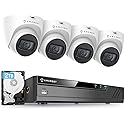 Amcrest 5MP POE Security Camera System Outdoor, 8CH POE NVR, 4pcs 5MP Turret Cameras, IP67 Metal Turret IP Cameras, Built in Mic, Pre-Installed 2TB