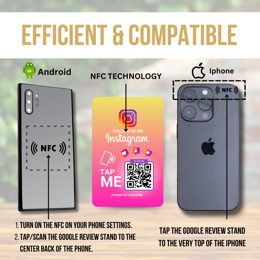 Reusable Followers Tap Sticker for Instagram with QR & NFC Tap - Compatible with iPhone and Android - Follow us on Instagram - Powered by Upgraving (2