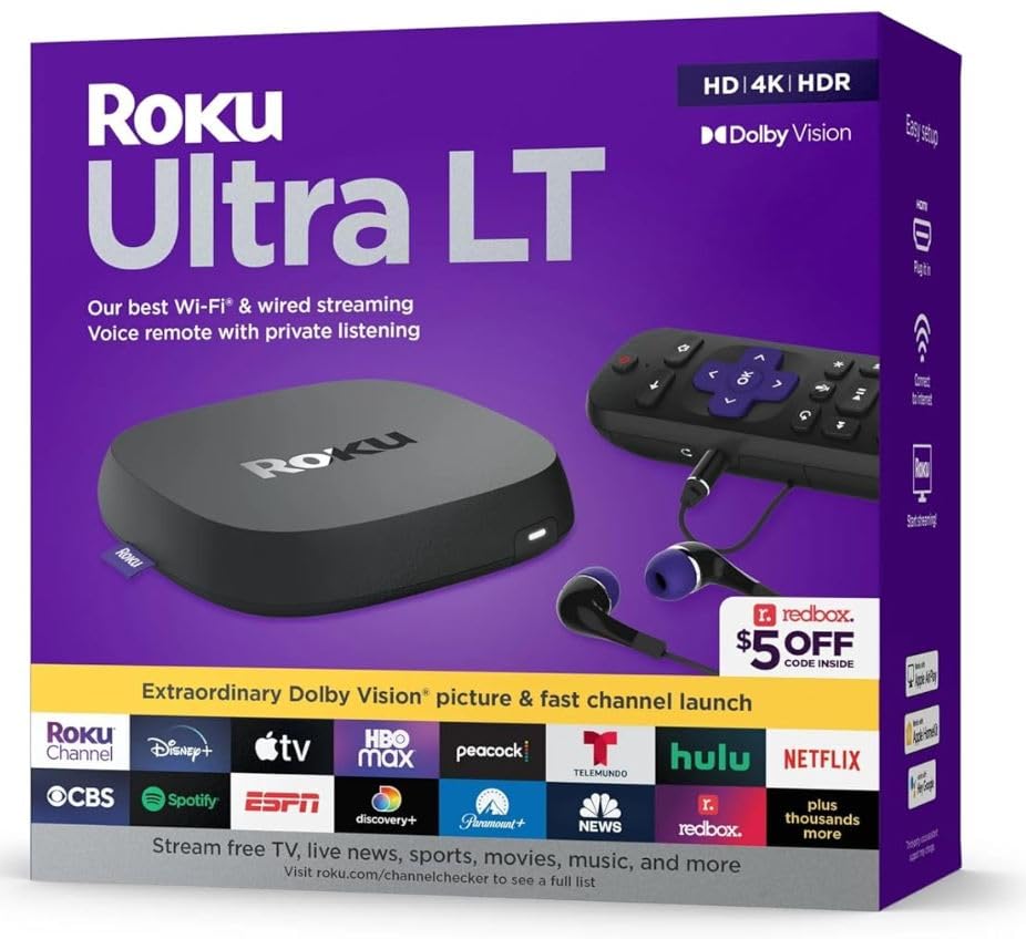 T POWER 12V Ac Dc Adapter for Roku Ultra 2024,Streambar SE 9104R TV Soundbar Premiere Plus, Ultra LT Streaming Media Player STB 4850X, 4850R 4640…