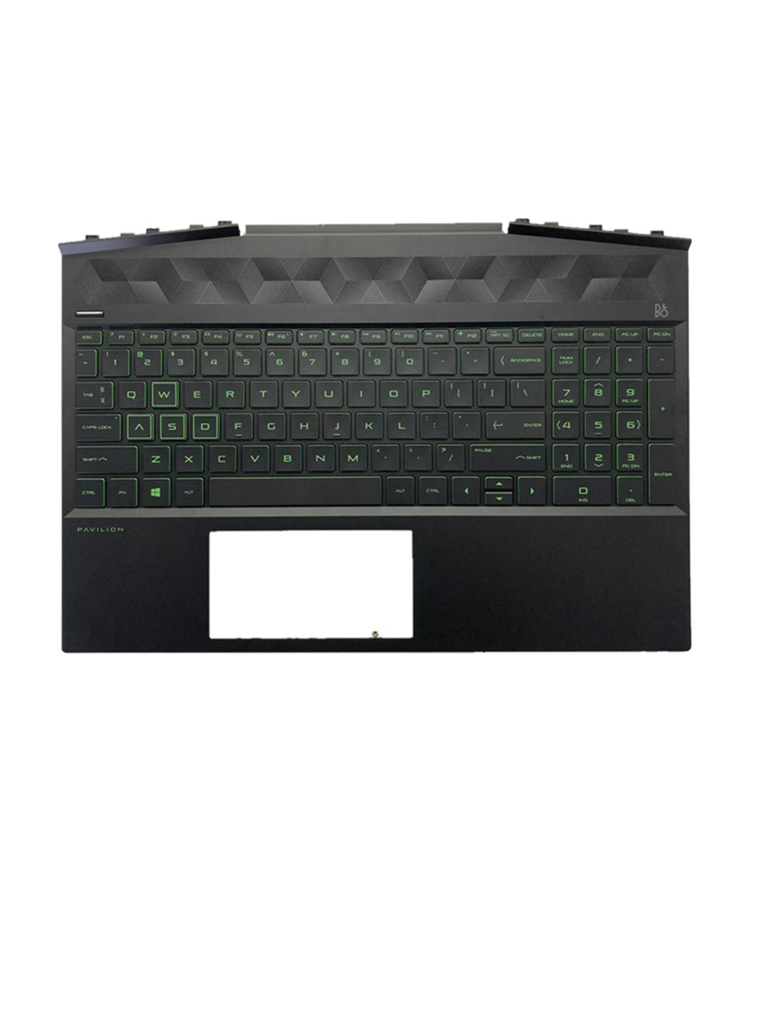Replacement for HP Gaming Pavilion 15-DK 15-DK0126TX TPN-C141 Laptop Upper Case Palmrest Green Backlit Keyboard Assembly Part L57593-001 AP2K8000310