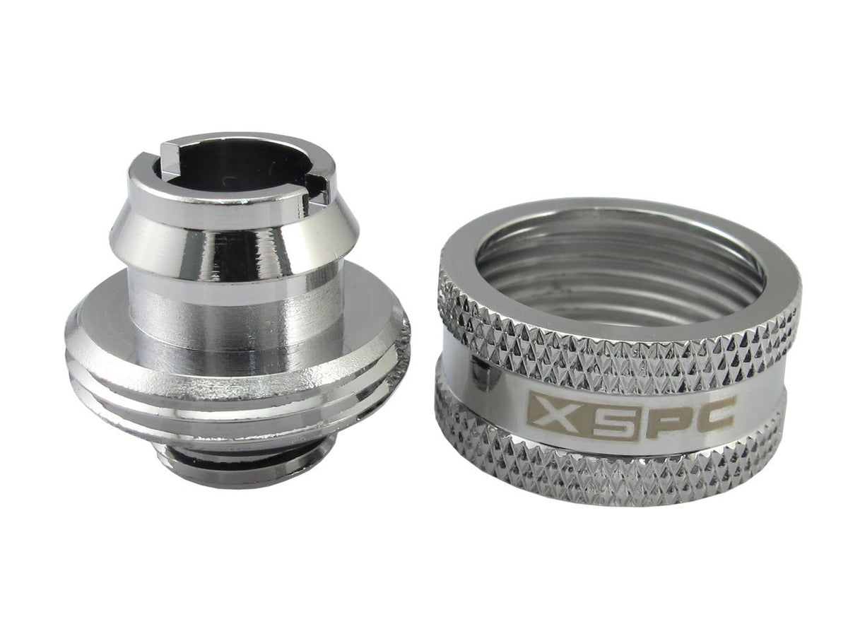XSPC G1/4" to 1/2" ID, 3/4" OD Compression Fitting V2 for Soft Tubing, Chrome, 4-Pack