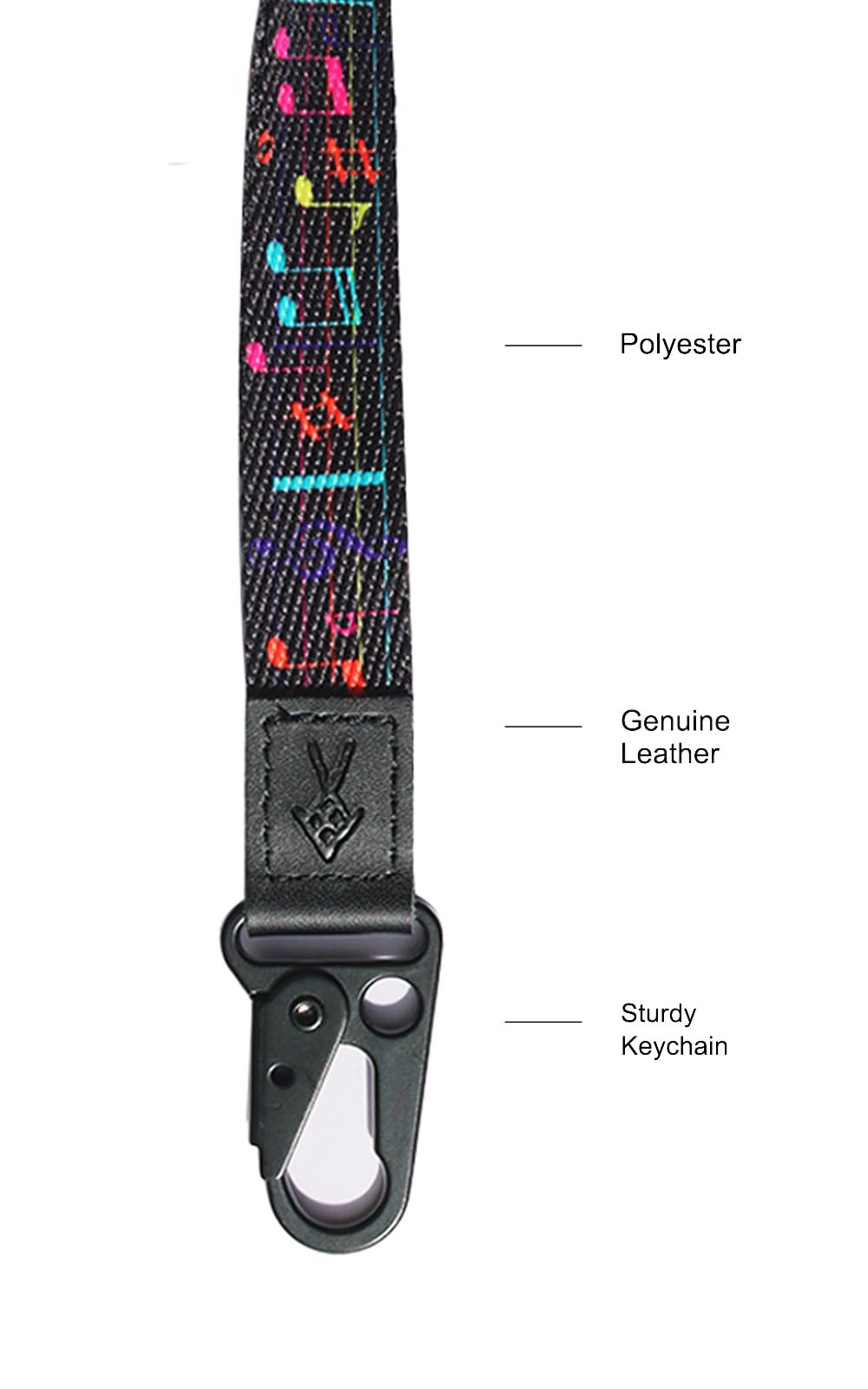 Wristlet Keychain, wrist lanyard for keys, Women's Keyrings,Wristlet Strap for Key, Hand Wrist Lanyard Key Chain Holder (Music)