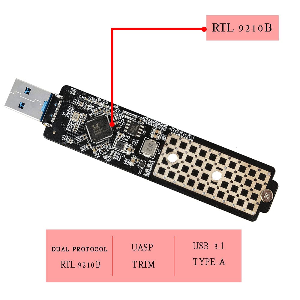 Qphone12 M.2 to USB Adapter, USB3.1 to M.2 NVME Hard Disk Enclosure NGFF PCI-E Protocol, Compatible with NVMe (PCI-e) M Key SSD & (B+M Key SATA Based)