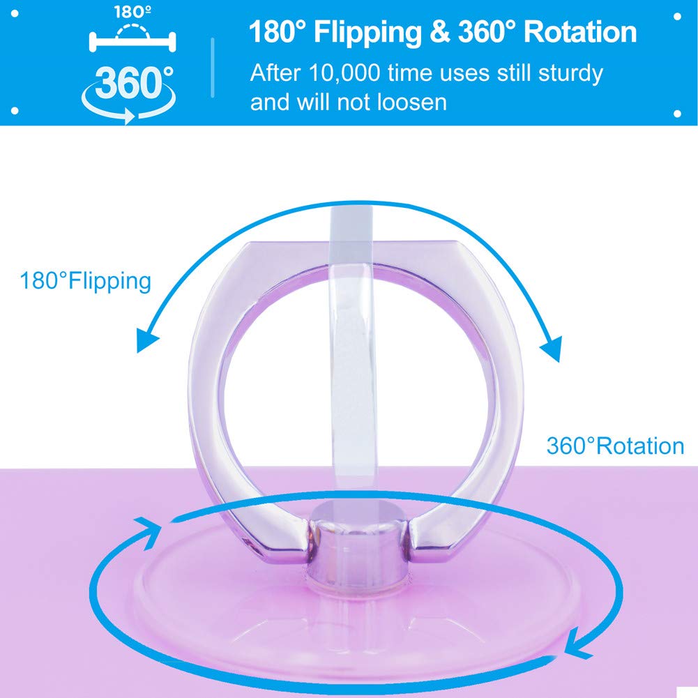 4 Pack Jsoerpay Cell Phone Ring Holder, Transparent Ring Holder 360°Rotation Finger Ring Stand, Clear Cell Phone Kickstand Compatible with Most