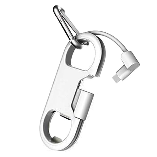 iPhone Charge Lightning Cable + Keychain + Bottle Opener + Aluminum Carabiner,Portable Multifunction Keychain Bottle Opener USB Charging Cord Short
