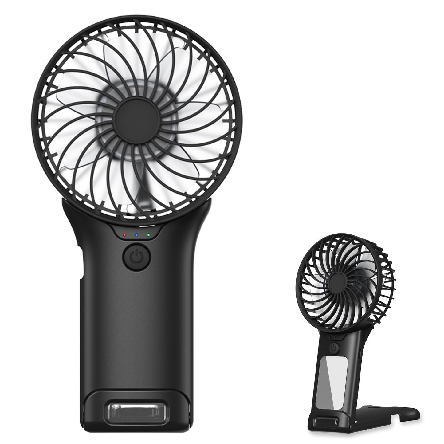ZipVorb Portable Mini Fan with Mirror, USB Rechargeable, Pocket 4-Speed Cooling, Up to 15 Hours, Compact Handheld Fan