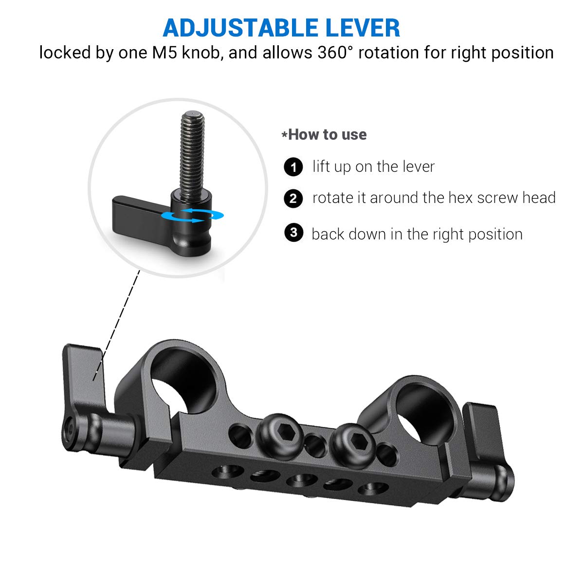 SmallRig Super Lightweight 15mm Railblock, 15mm Rod Clamp with 1/4"-20 Thread for Sony for Canon and Other DSLR Camera Rig Shoulder Support Rail