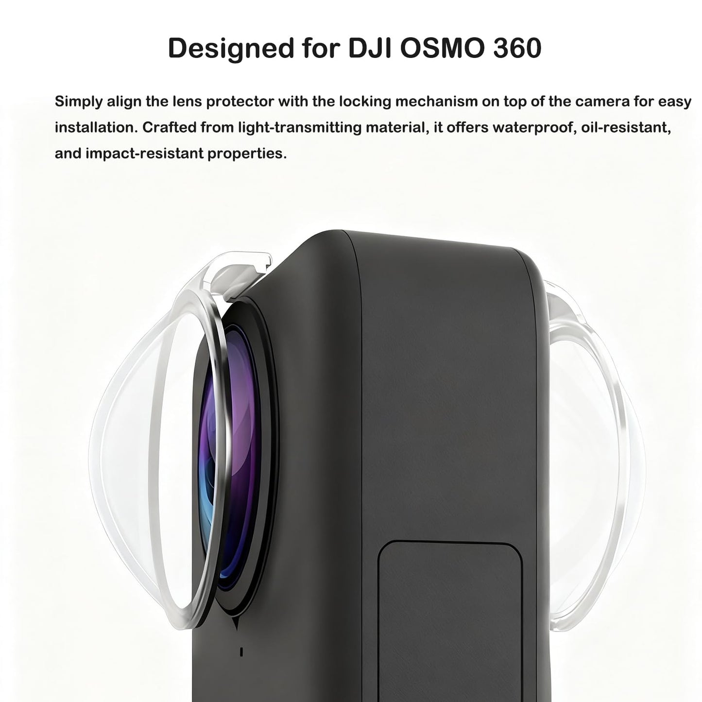 VEETALEE Lens Guards Set for DJI Osmo 360, Include PC Lens Protector Cover, 2 Pack Screen Protectors, PU Carrying Case, Accessories Kit Compatible