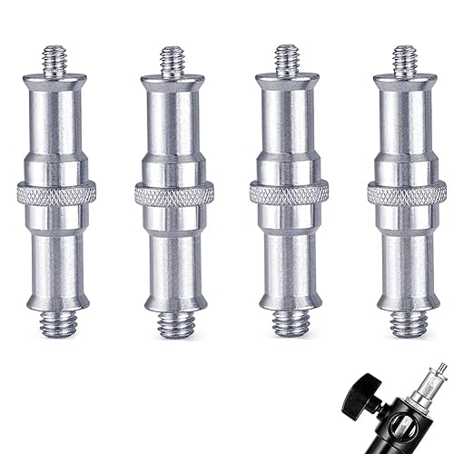 4 Pieces Standard 1/4 to 3/8 inch Metal Male Convertor Threaded Screw Tripod Adapter Spigot Stud for Flash Holder, Studio Light Stand, Ball Head
