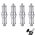 4 Pieces Standard 1/4 to 3/8 inch Metal Male Convertor Threaded Screw Tripod Adapter Spigot Stud for Flash Holder, Studio Light Stand, Ball Head