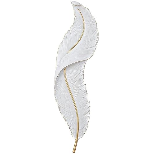 DJAMEL :Creative Wall Sconce?White Resin Feather Decorative Wall Light, LED Indoor Living Room Wall Mounted Light Fixture Lamps for Indoor Living Room