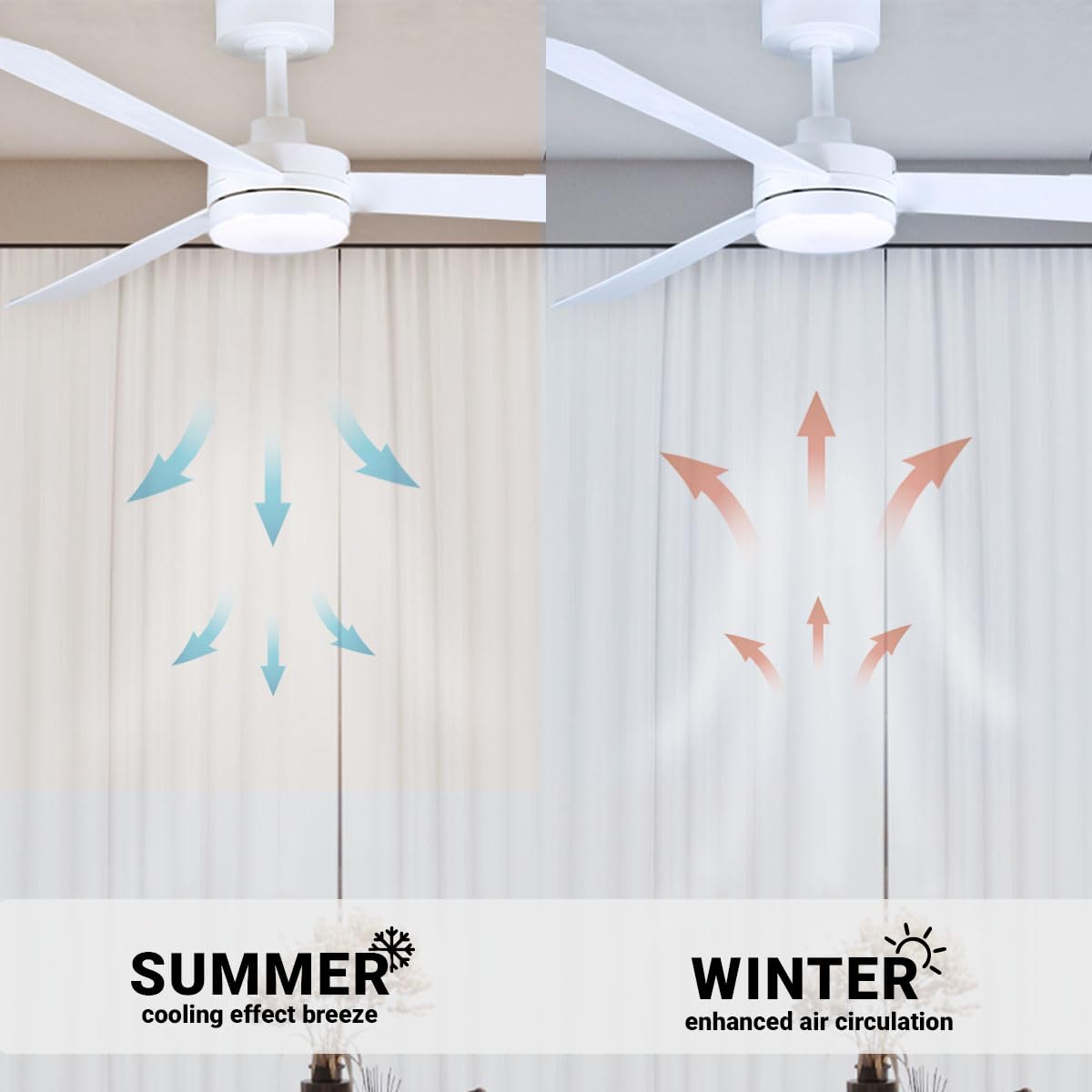 Wynwood 52" Biscayne Ceiling Fans with Lights & Remote, Energy-Efficient 6-Speed DC Motor, Adjustable 3-CCT LED, Reversible Airflow, Modern Indoor