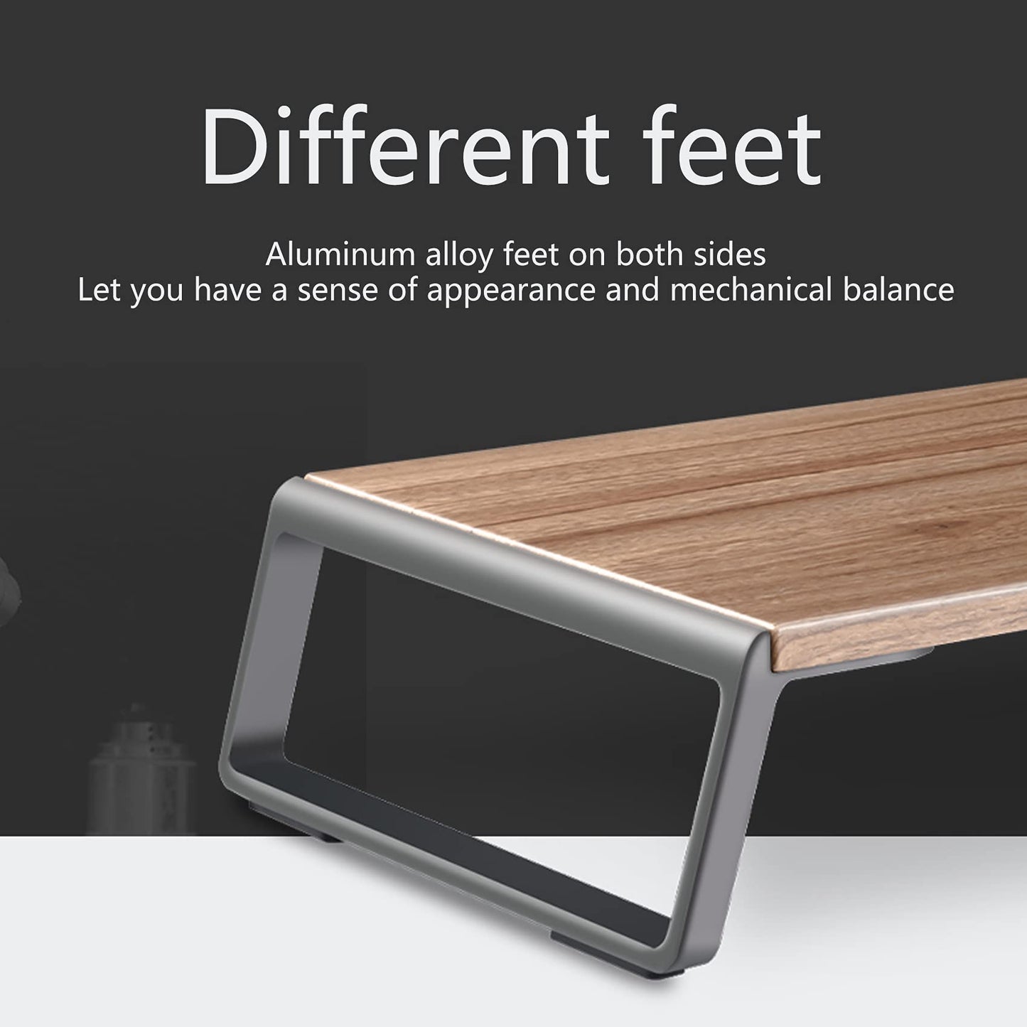 DESAINOPH Monitor Stand with 4-USB Hub,Support Transfer Data and Charging,Desk Organizer,Wood&Aluminum Alloy Monitor Riser
