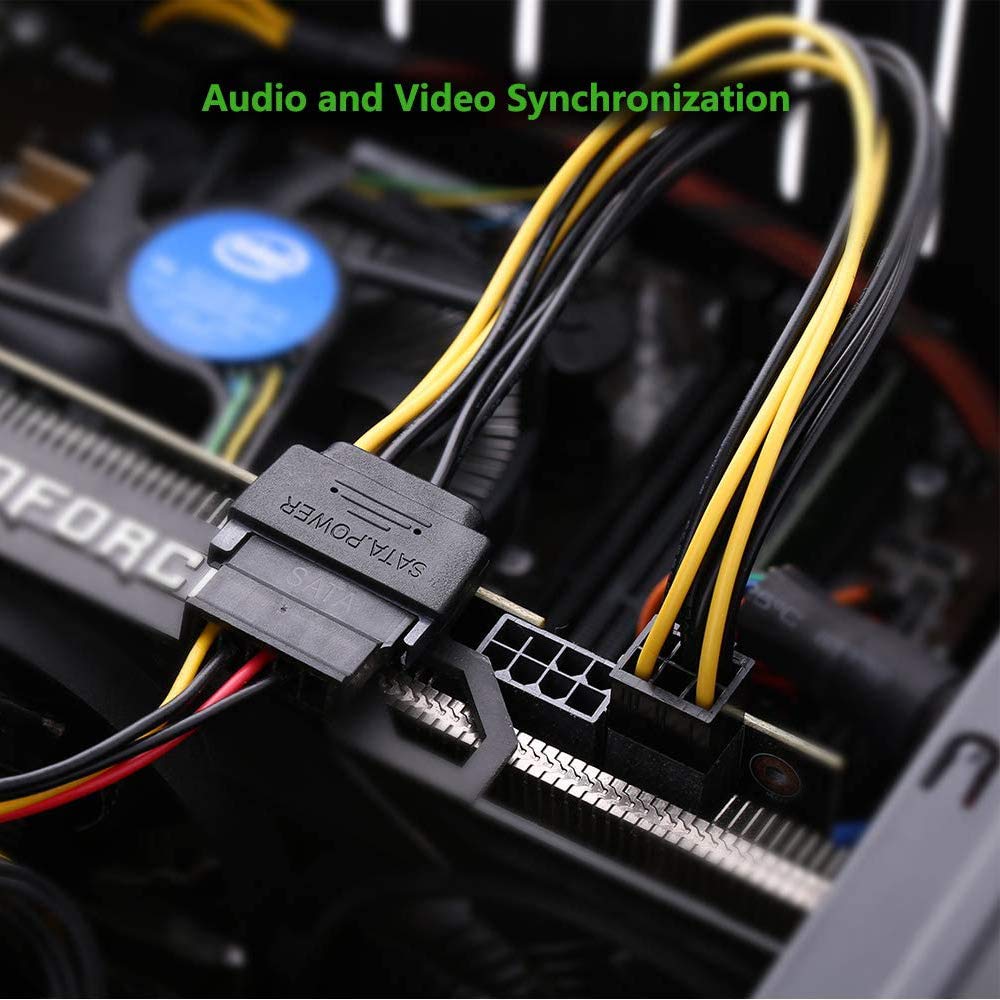 6 Pin to SATA Power Cable Adapter (PCIe to SATA 15 Pin), Graphics Video Card Power Cable (20CM/8inch)