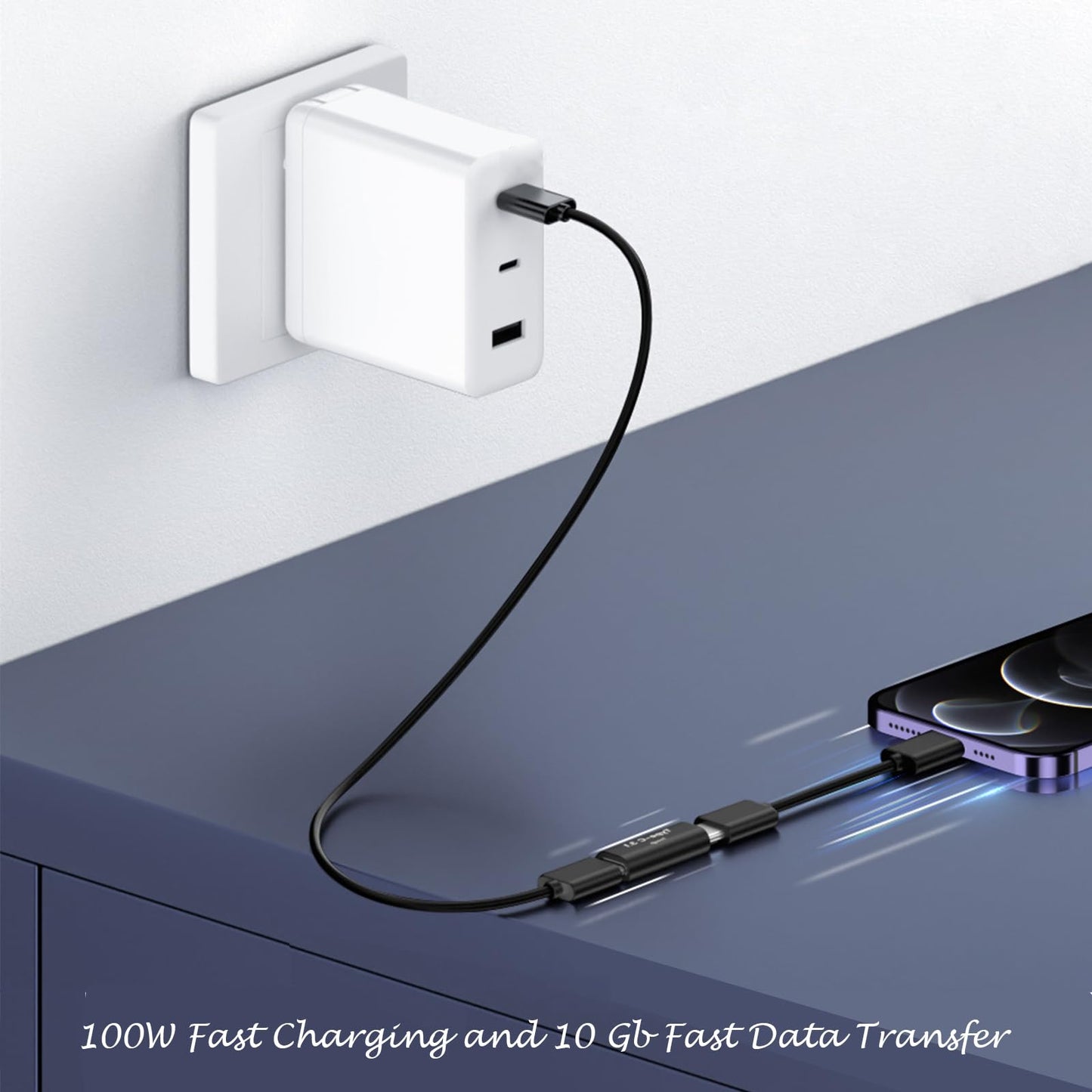 POHFP USB C Female to Female Connector, 10Pack USBC Coupler Supports Up to 10Gbps Data Transfer and 100W Fast Charging