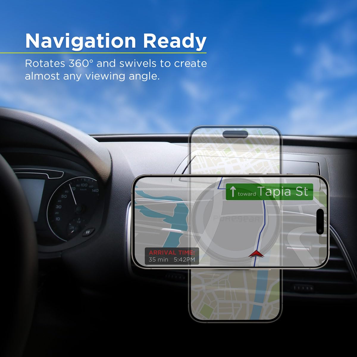 PureGear Qi2 Certified 15W MagSafe Car Mount Charger, Magnetic Wireless Car Charger, Car Phone Holder for iPhone 17/16/15/14/13/12, Air