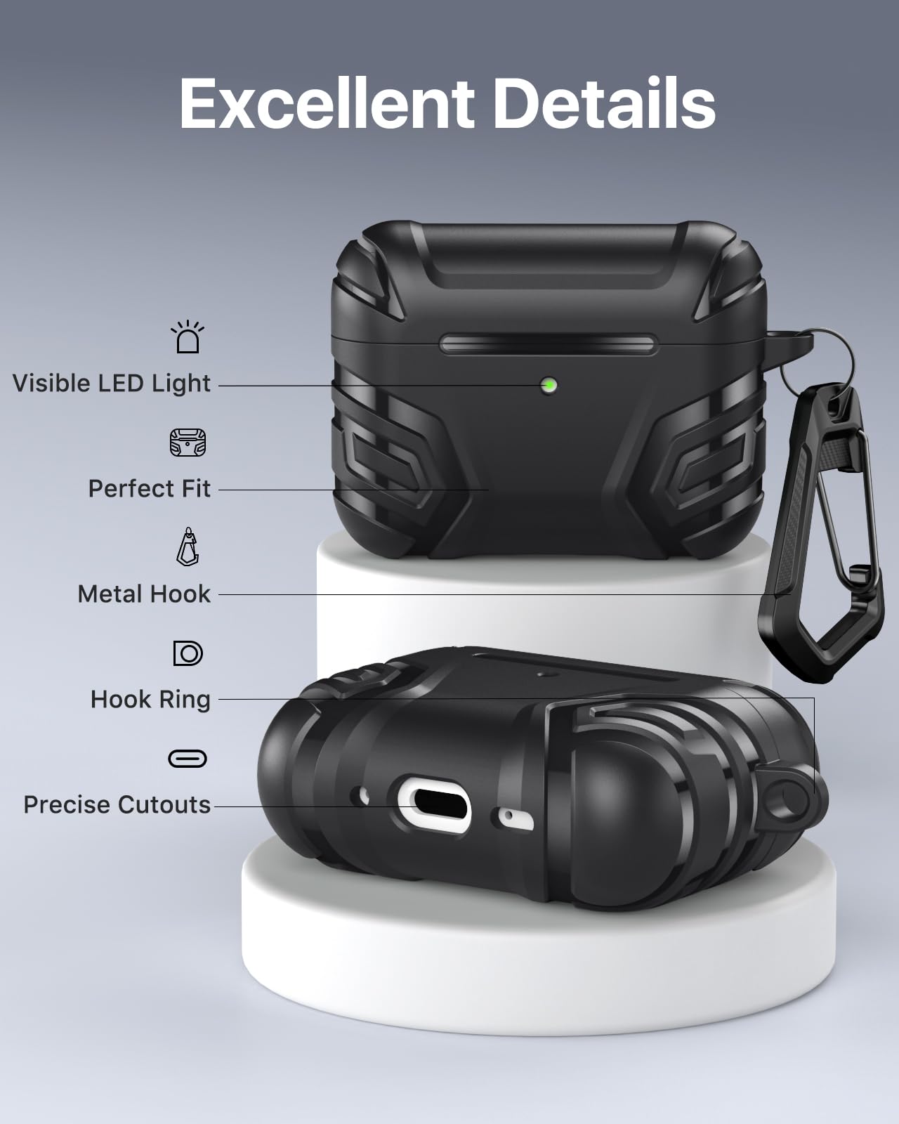 MoKo for AirPods Pro 3 Case (2025), Cool Armor Case Compatible with Apple AirPods Pro 3rd Generation, TPU Full Protective Shockproof Cover