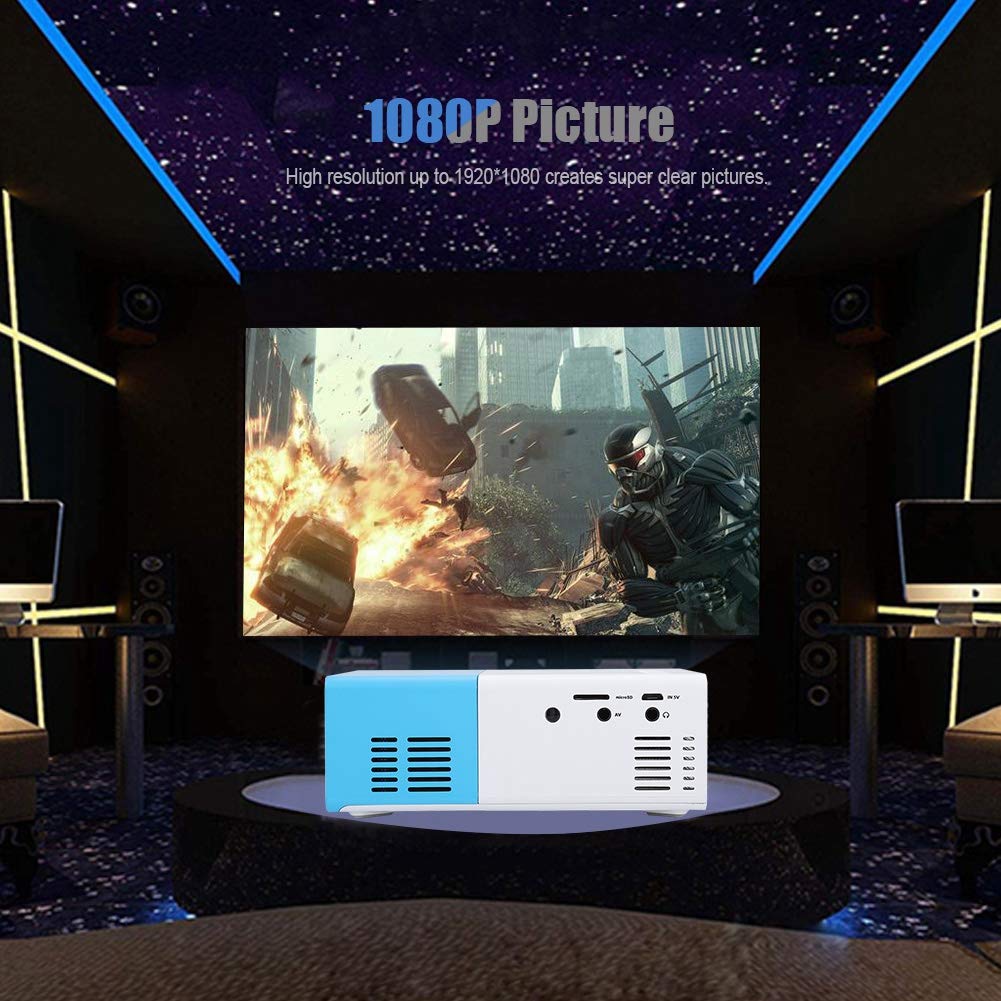 LED Projector, Mini Video 1080P HD Portable LED Projector Home Theater Movie Projector 20-80 Inch Projection 1920*1080 Resolution Video Projector