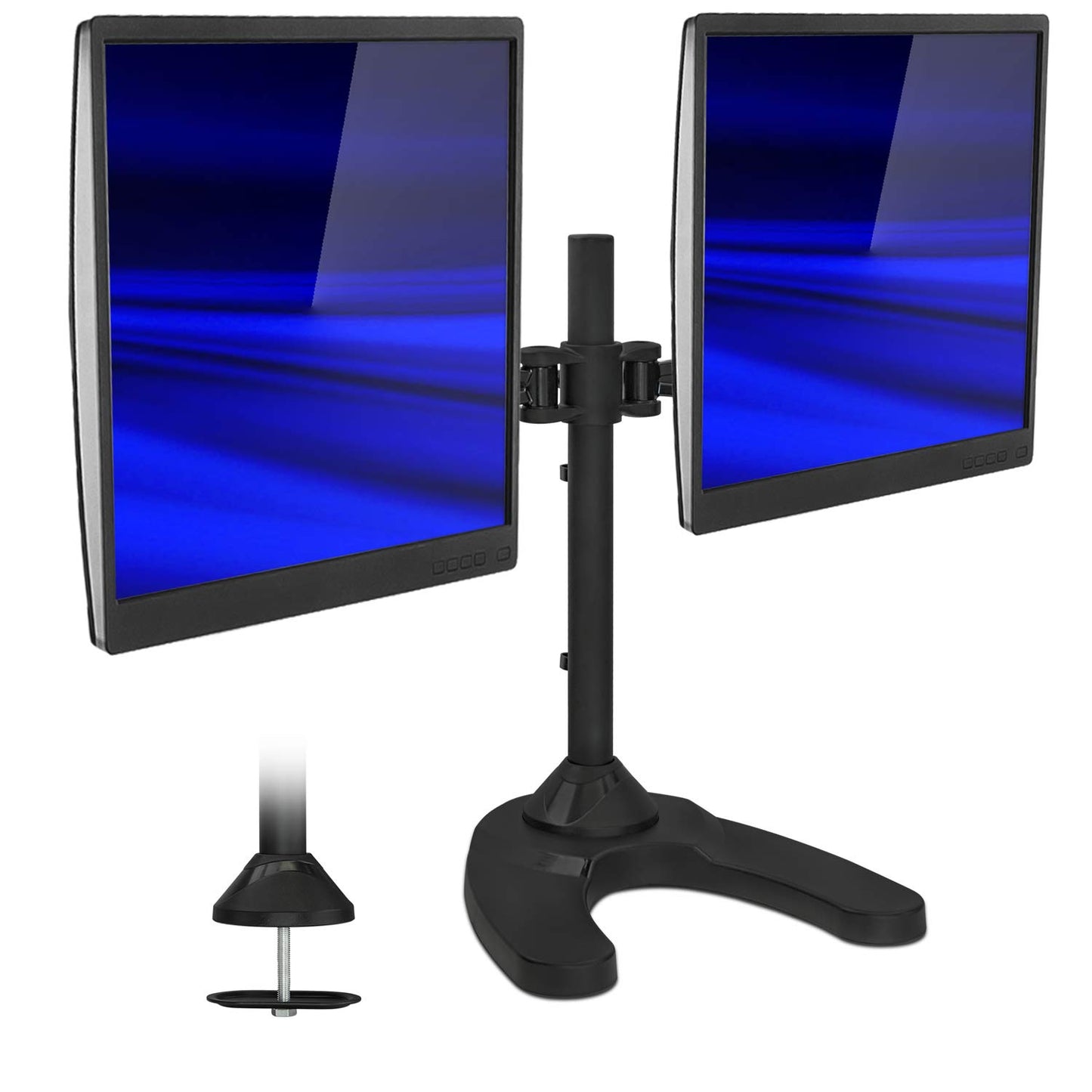 Mount-It! Dual Monitor Stand for Desk, Adjustable Monitor Stand for 2 Screens up to 27", 22 lbs Each, VESA 75x75 100x100, Full Motion Arms, Free