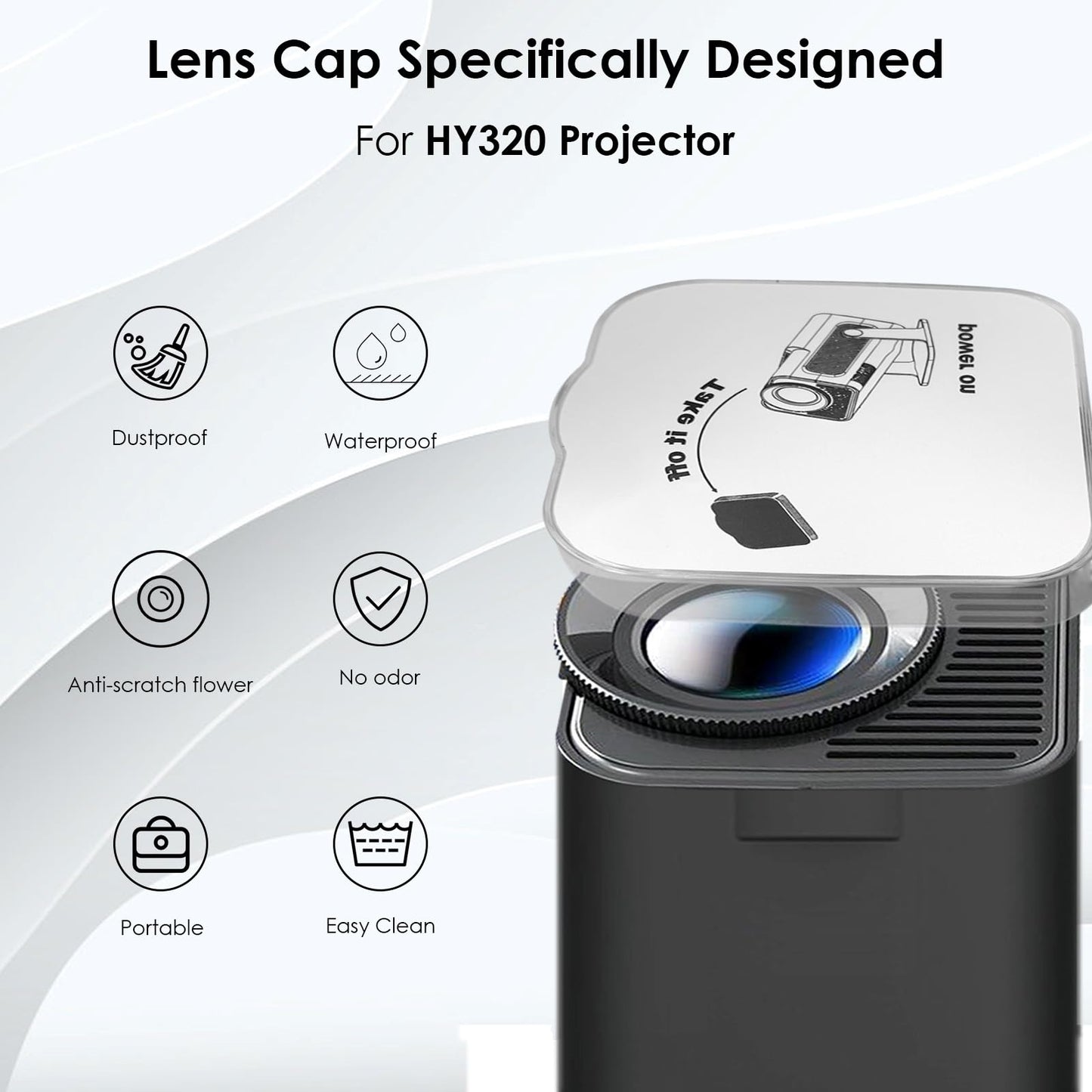 HY320 Projector Lens Protector Cover | Dustproof & Anti-Scratch Protection | Easy Install & Case-Friendly Design | Projector Accessories