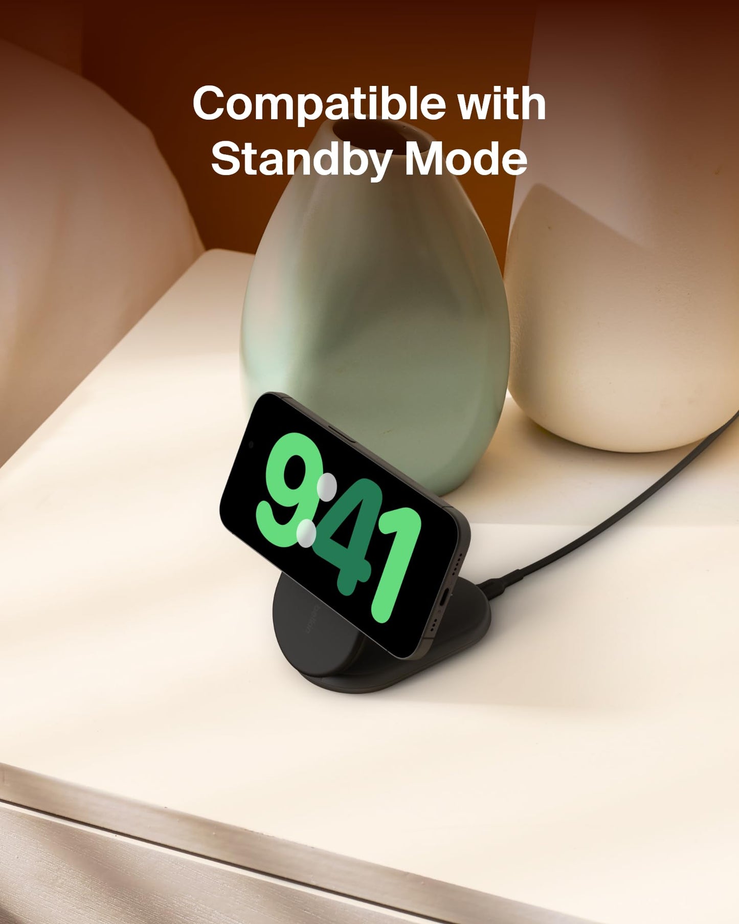 Belkin Magnetic Foldable Wireless Charging Stand 15W - MagSafe-Compatible Qi2-Certified Charger, Wireless Charging Stand for iPhone 16, Galaxy S25